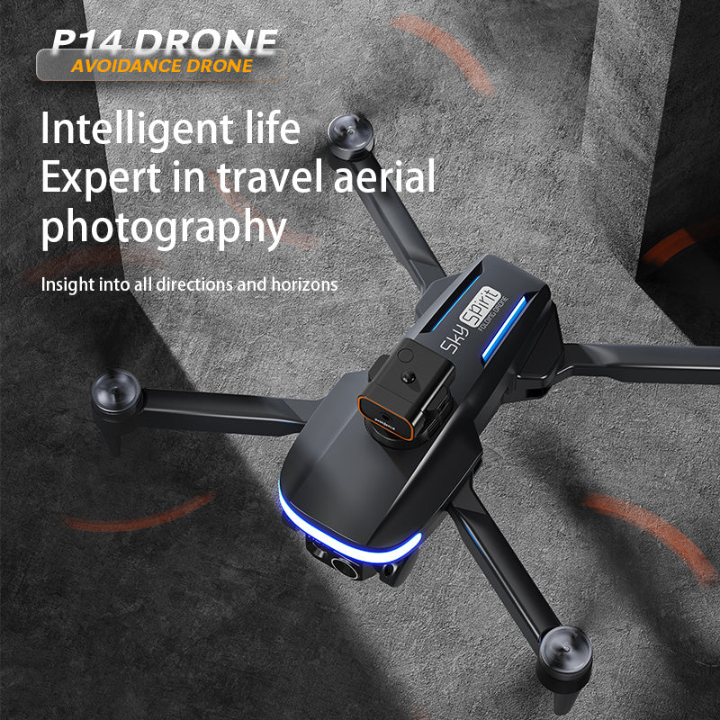 P14 Drone Long Endurance HD Aerial Photography Five Surface Obstacle Avoidance Quadcopter GPS Auto-Return Remote Control Airplane Optical Streaming Electric Control Optical Streaming Electric Control