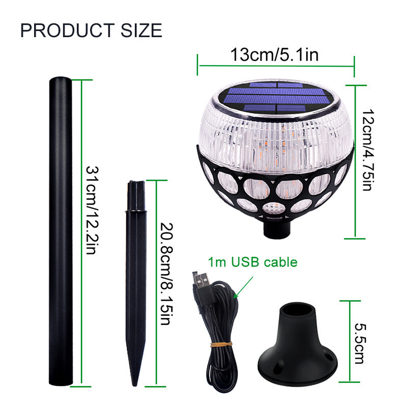 Spherical flame column solar lamp