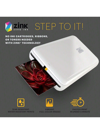 KODAK Kodak Step 2" X 3" Wireless Portable Printer with Zink Zero-Ink Technology, Mini Printer Compatible with IOS, Android, NFC & Bluetooth Devices, Instant Printer with Rechargeable Battery Prints 25 Sticky-Back 2" X 3" Photos on a Full Charge