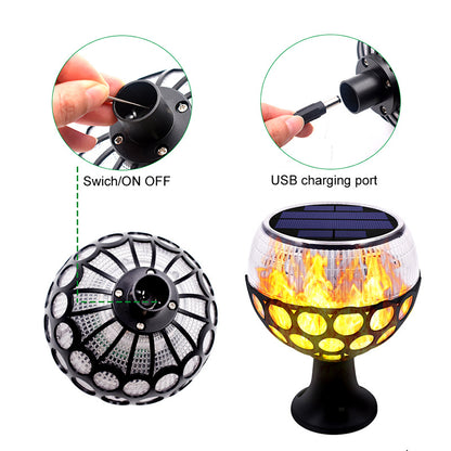 Spherical flame column solar lamp