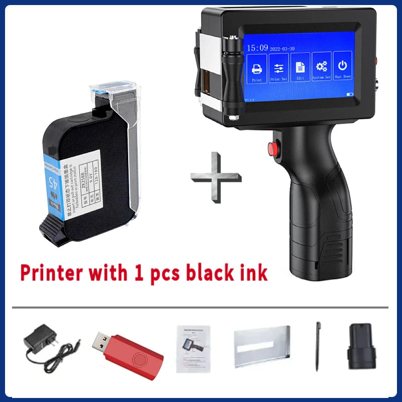 12.7MM Portable Handheld Inkjet Printer Production Date Barcode Label Coding Machine Batch Number QR Permanent Quick Drying