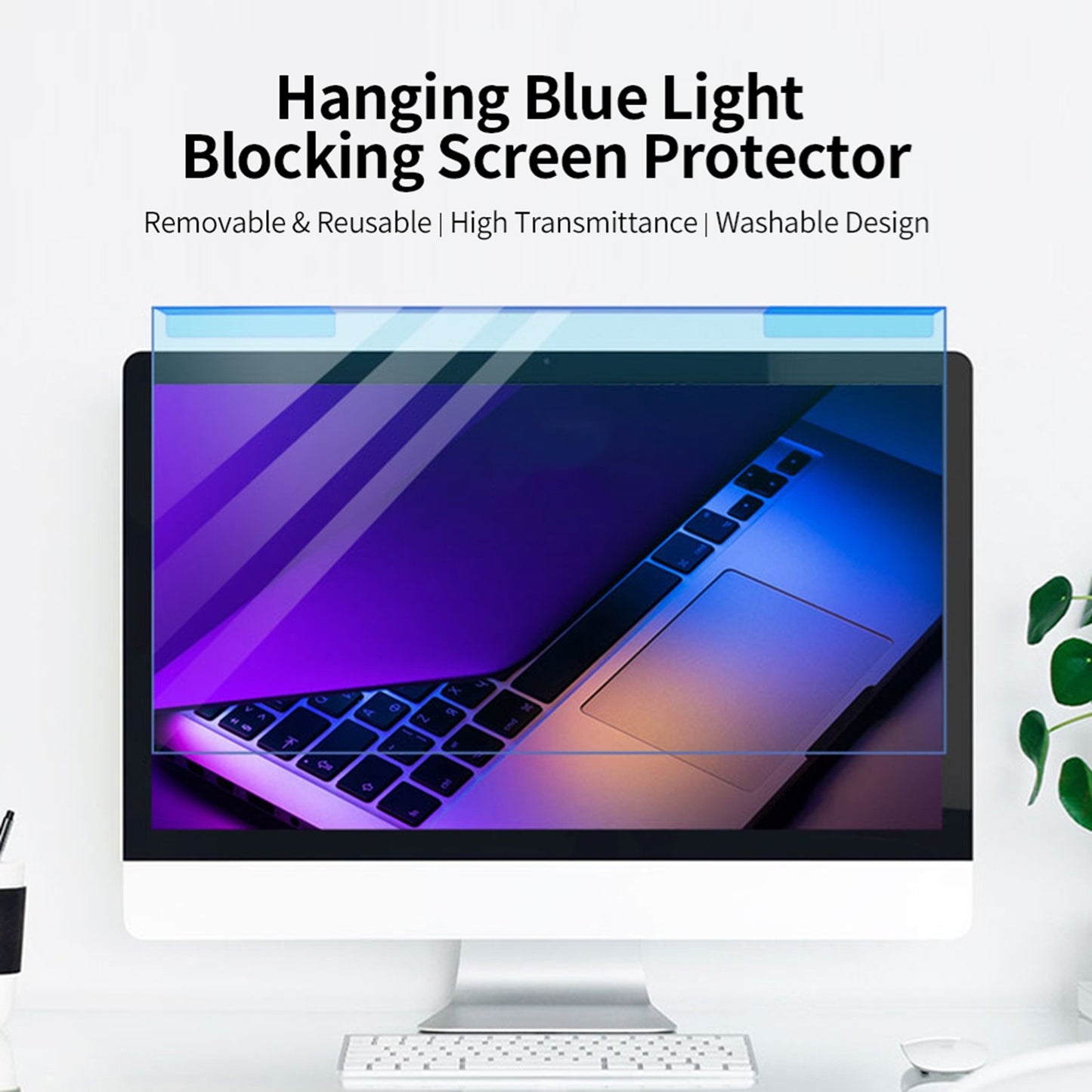 Hanging Blue Light Blocking Screen Protector High-transmittance Anti-UV Eye Protection Film for 23-24'' Desktop Monitor