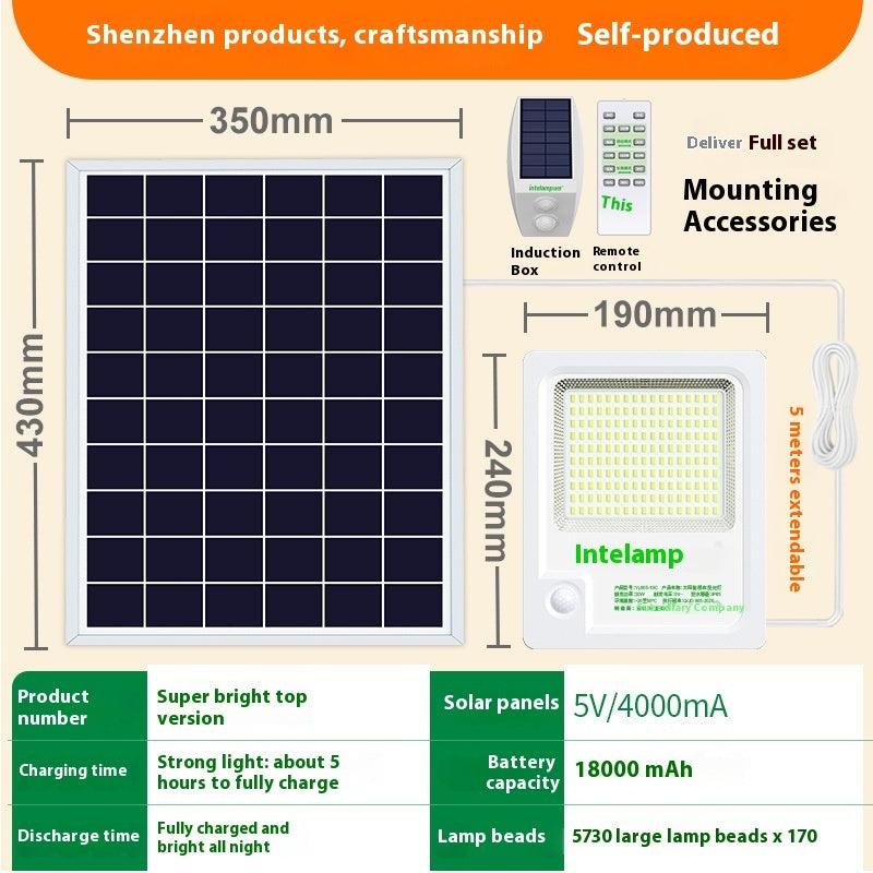 Solar Lamp Outdoor Induction Mutual Control Lamp High Power Super Bright Light