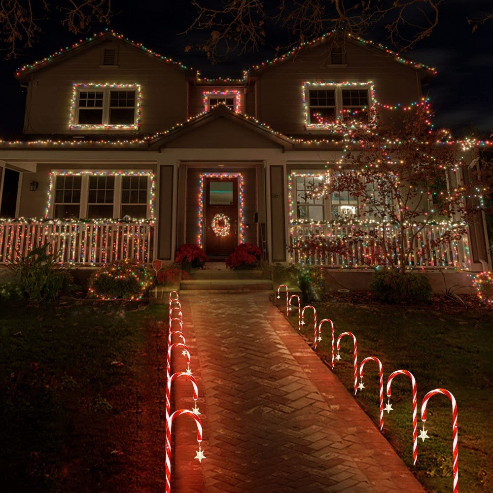 Christmas Solar Candy Cane Lamp Set Of 8