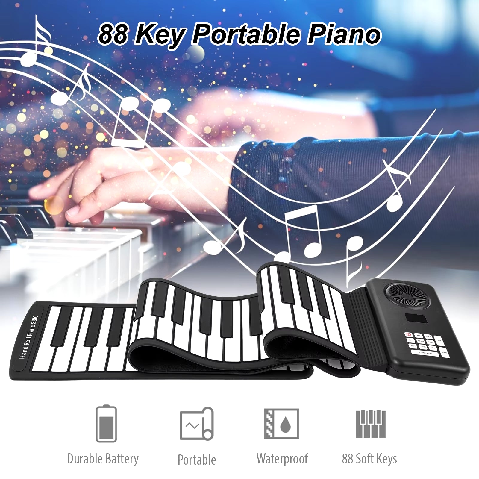 88Key Portable Piano Handroll Electronic Piano Environmental Silicone Foldable Piano Home Practice Professional Electronic Piano