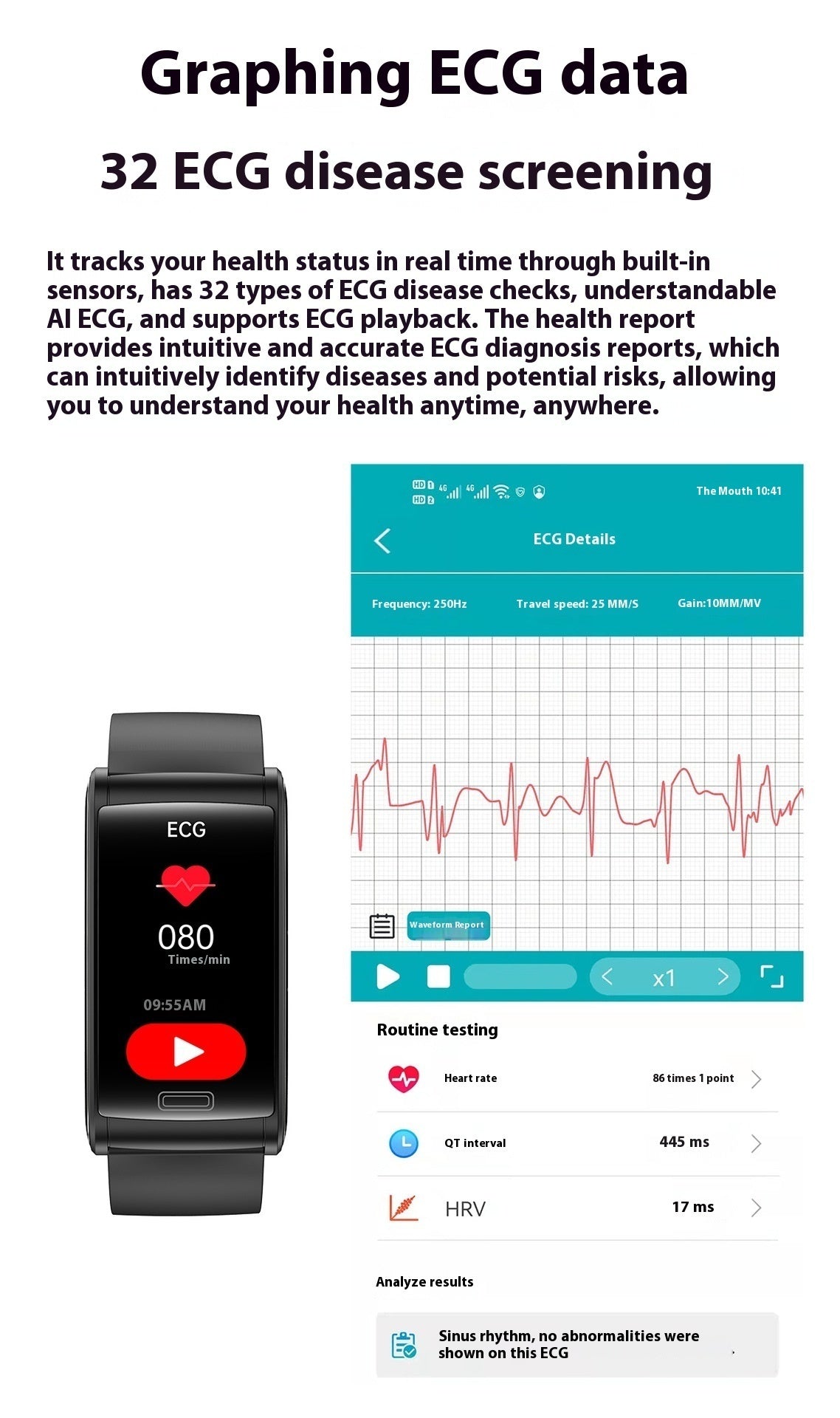 E600 Non-invasive Blood Sugar Testing Smart Watch