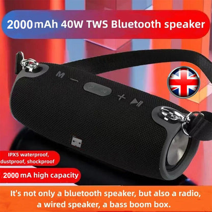 NEW 40W Portable Wireless Bluetooth Speaker Waterproof Stereo Bass Loud USB FM