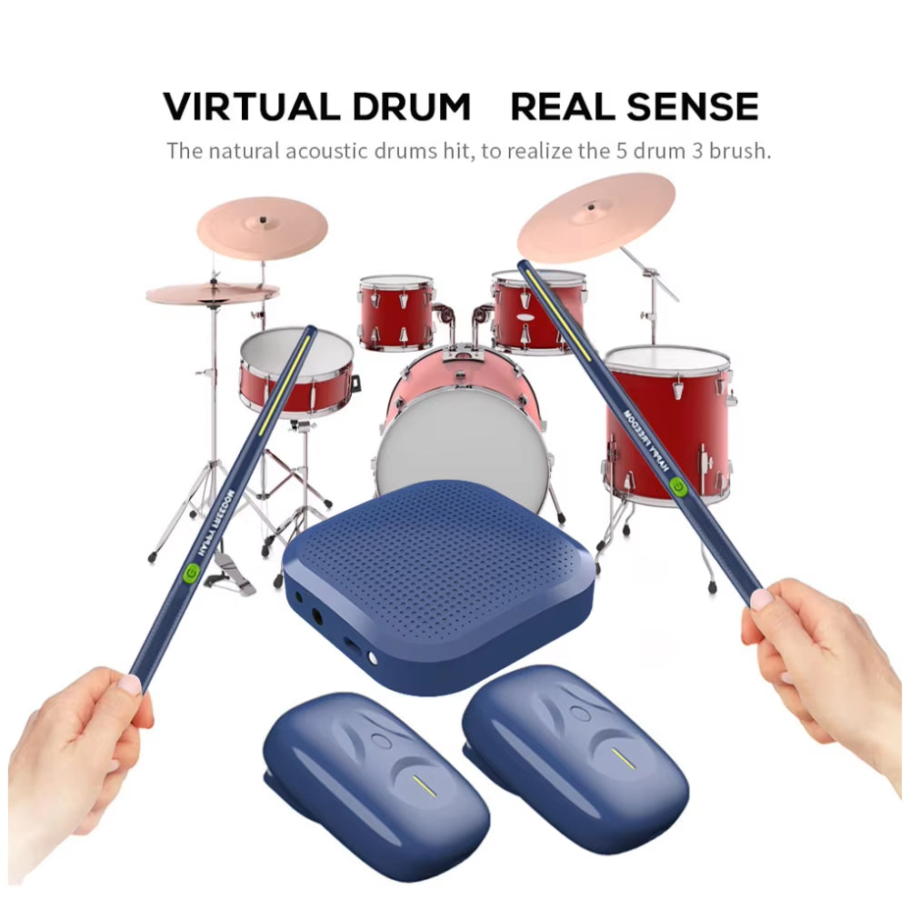 Virtual Air Drum Set Professional Electronic Virtual Air Drum Drumsticks Pedals Smart Electronic Drum Set Gift for Adults Kids