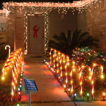 Christmas Solar Candy Cane Lamp Set Of 8