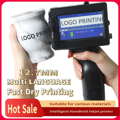 12.7MM Portable Handheld Inkjet Printer Production Date Barcode Label Coding Machine Batch Number QR Permanent Quick Drying